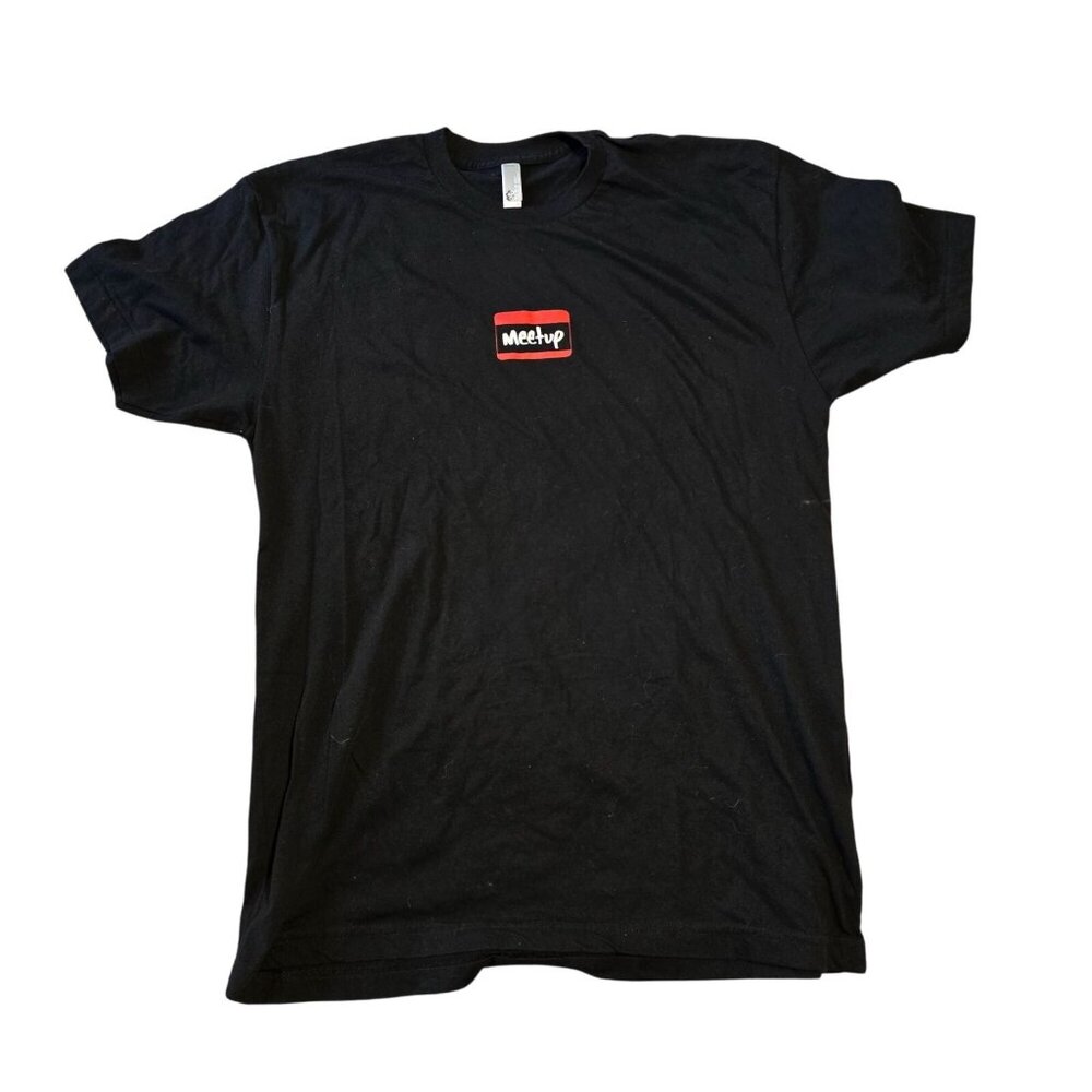 Meetup Dot Com Tech Tee Shirt Silicon Valley T-shirt Black Large L Promo